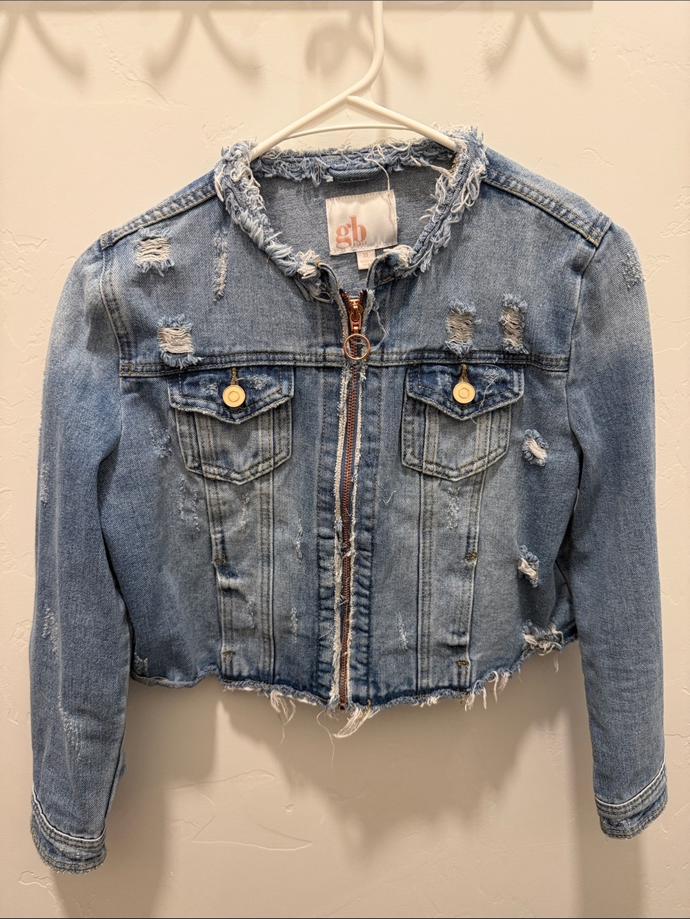 GB girls Light Blue Distressed Cropped Jean Jacket